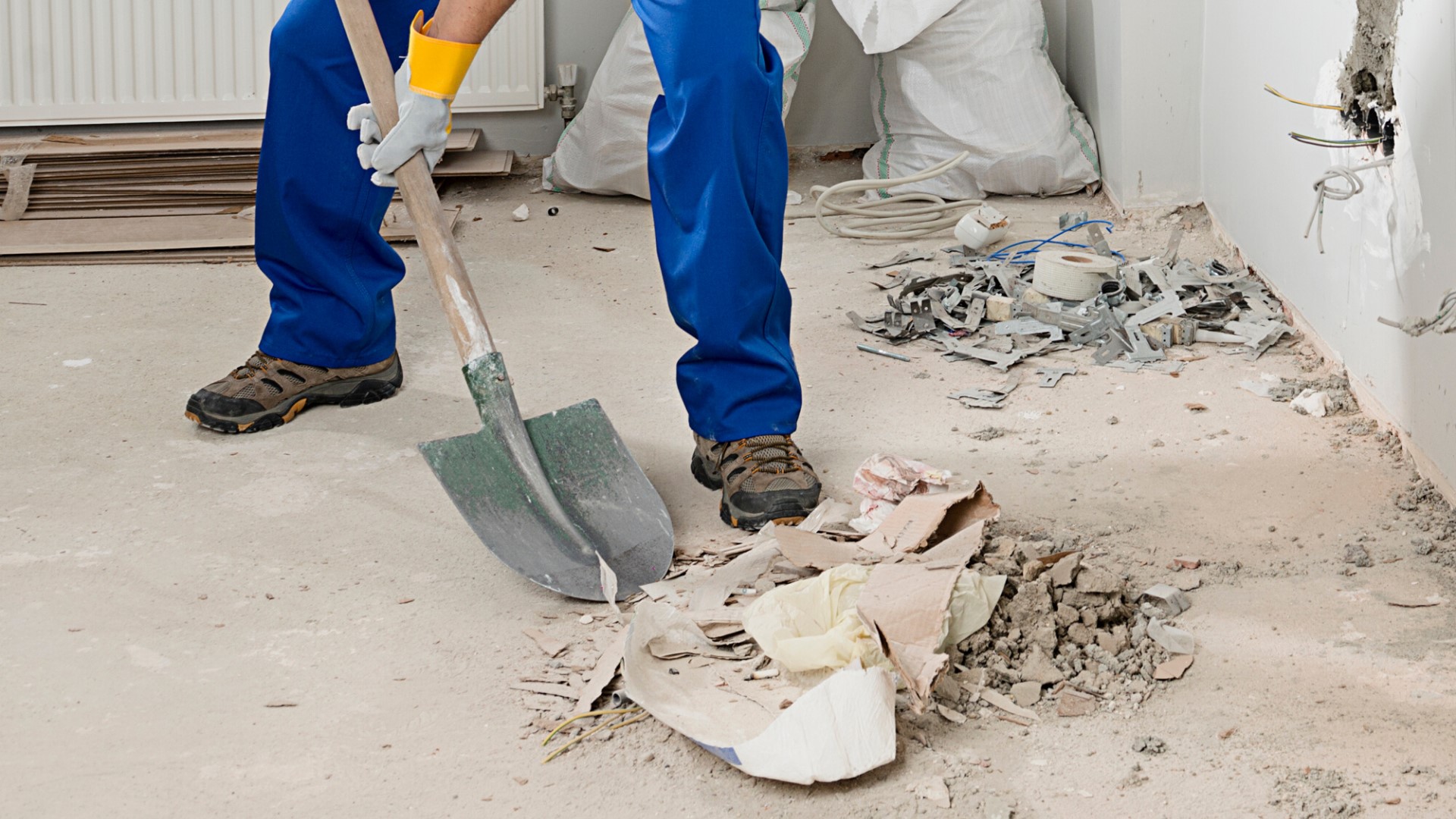 Cleaning dust at a construction site
